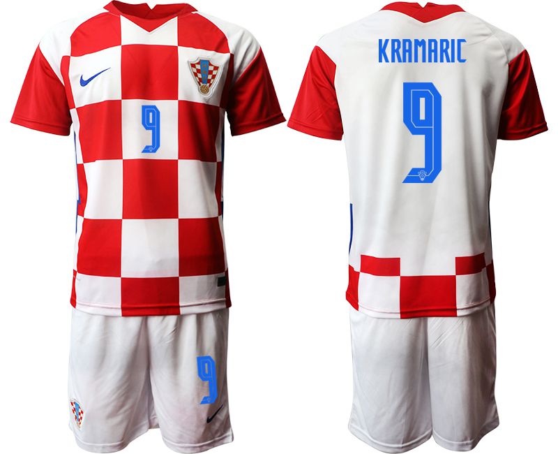 Men 2020-2021 European Cup Croatia home red #9 Nike Soccer Jersey